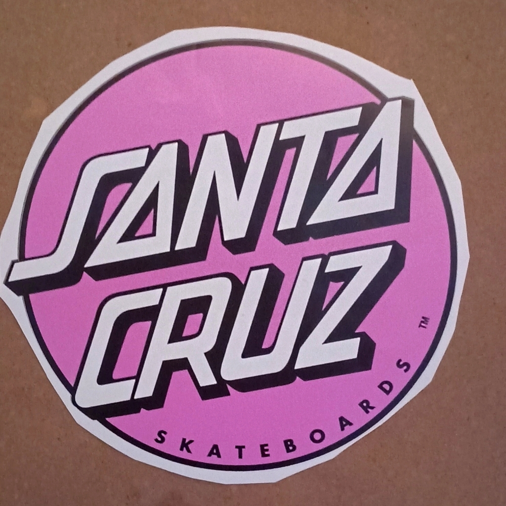 X-Large Pink with White Santa Cruz Decal Stickers
